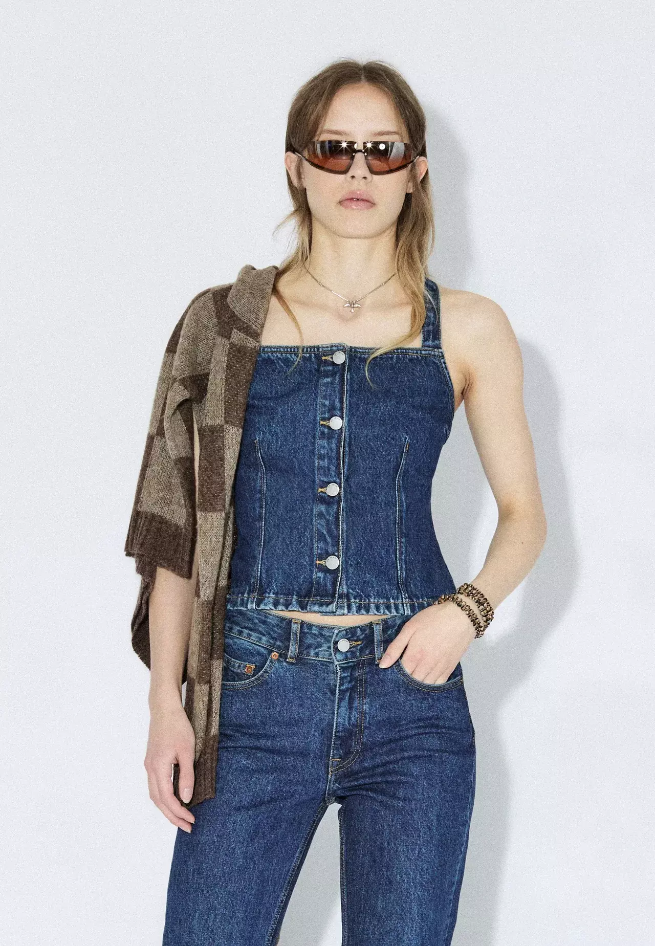 Dr. Denim Niamh Top Stream Dark Retro Vintage Denim Damen blau